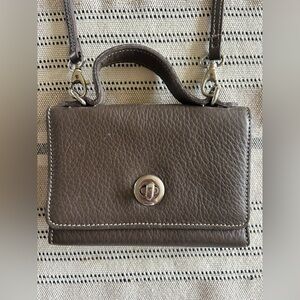 Roots Dark Brown Leather Crossbody Bag